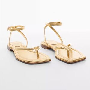 MANGO-Gold Strappy Sandal -BRAND NEW with tags